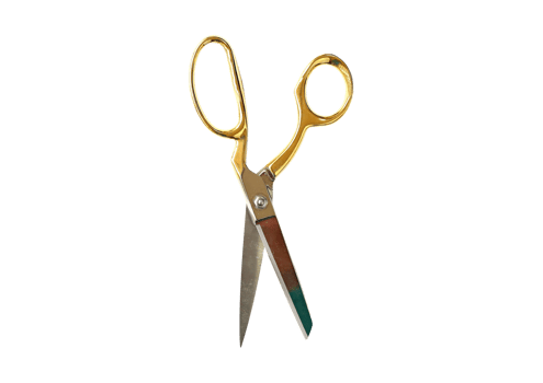 Golden scissor isolated on a transparent background png