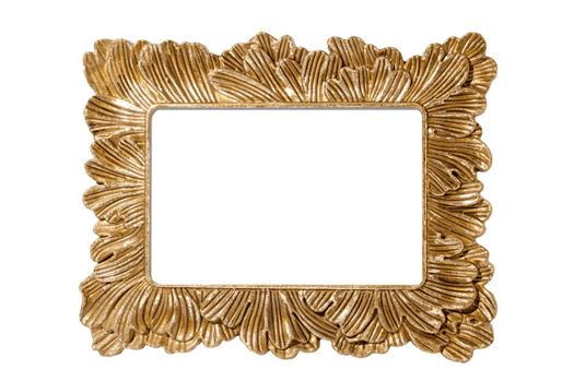 Gold frame mockup isolated on a transparent background png