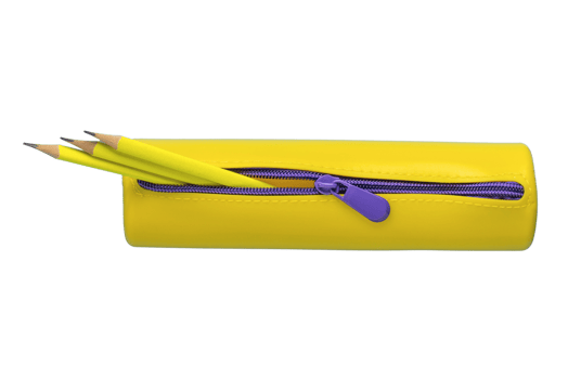 Yellow pencil case isolated on a transparent background png