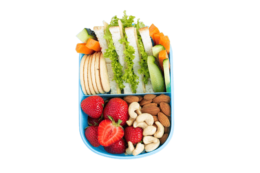 Blue bowl with mix fruits isolated on a transparent background png