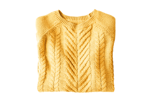 Yellow hand knit sweater isolated on a transparent background png