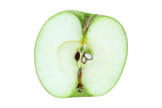 Half green apple isolated on a transparent background png