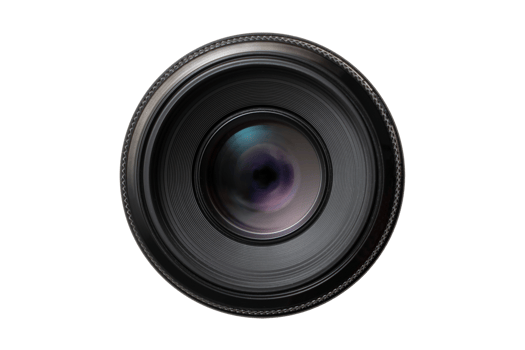 Black camera lens isolated on a transparent background png