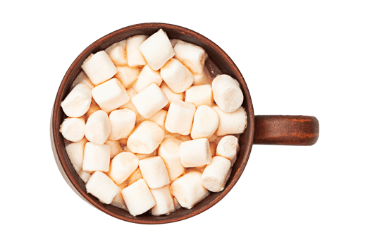 Brown cup with marshmallows isolated on a transparent background png