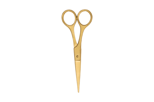 Golden scissors isolated on a transparent background png