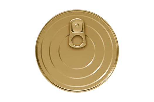 Golden tin can isolated on a transparent background png