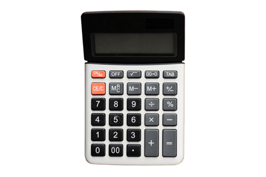 Black calculator isolated on a transparent background png