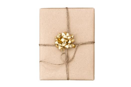 Beige christmas gift box isolated on a transparent background png