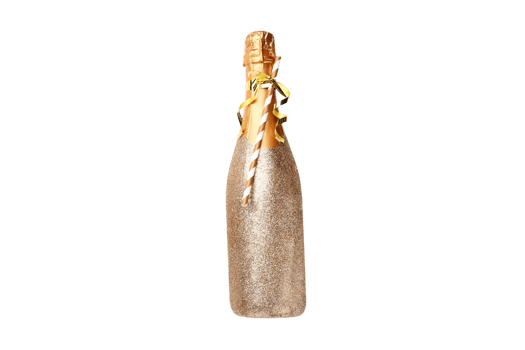 Gold wine bottle isolated on a transparent background png