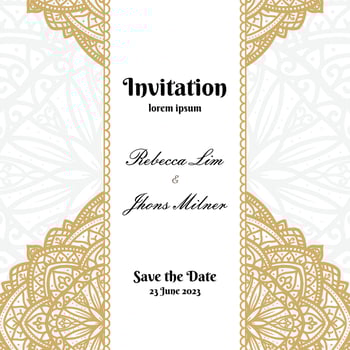 wedding invitation template with gold mandala vector