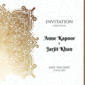 wedding invitation template with gold ornament vector
