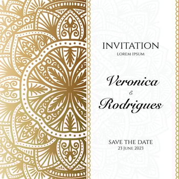 elegant square wedding invitation template vector