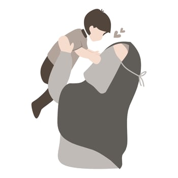 Mother with niqab holding her son vector