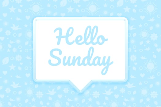 Hello Sunday greeting flat style design, with chat bubble and pattern background vector