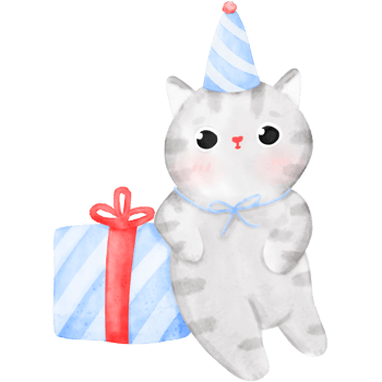 Happy Birthday Cat, Funny Cat, Cat illustration, Watercolor png