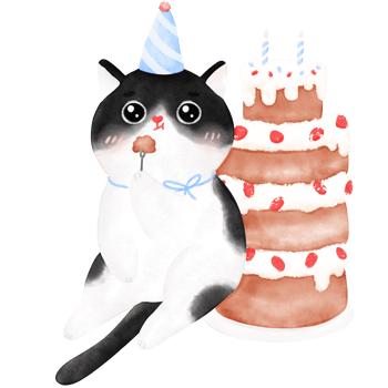 Happy Birthday Cat, Funny Cat, Cat illustration, Watercolor png