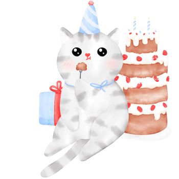 Happy Birthday Cat, Funny Cat, Cat illustration, Watercolor png