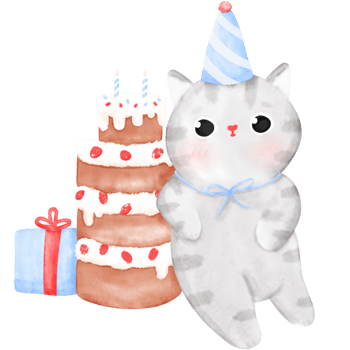 Happy Birthday Cat, Funny Cat, Cat illustration, Watercolor png