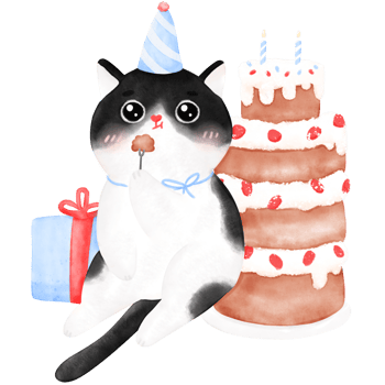 Happy Birthday Cat, Funny Cat, Cat illustration, Watercolor png
