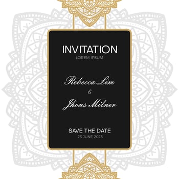 luxury wedding invitation template with mandala illustration vector