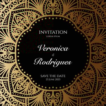black gold elegant wedding invitation template vector