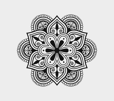 Vector linear floral laser-cutting seamless decorative black and white pattern mandala design