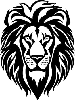 black and white of lion face cartoon vector