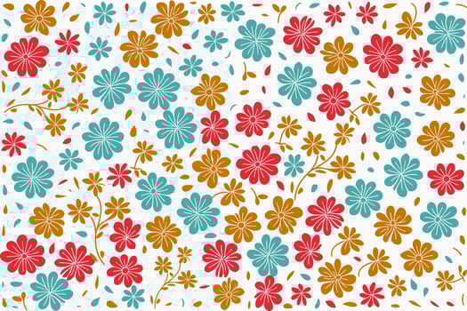 floral ornament pattern in colorful flat design for gift wrapping, vector stock
