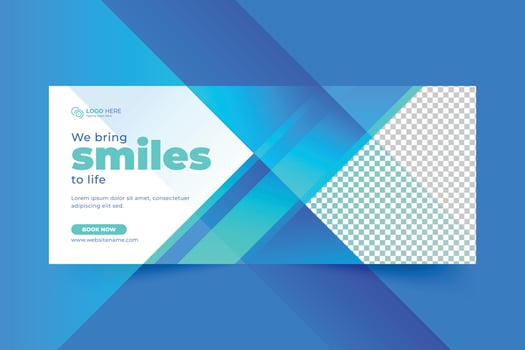 Dentist and dental care social media cover and web banner design template vector