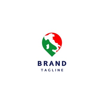 Italy Country Map on Hotspot Pin Icons. Hotspot icon simple logo design with map motif and color of Italy flag. vector