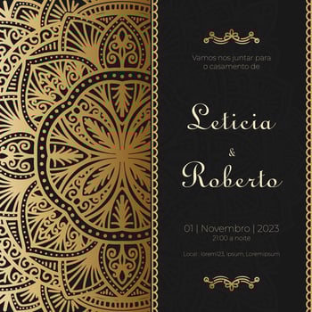 gold and black color wedding invitation template vector