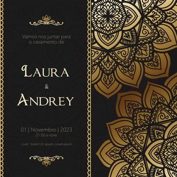 black gold luxury vintage wedding invitation vector