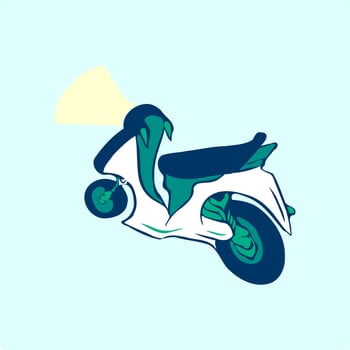 Unique cartoon motorcycle vector illustration