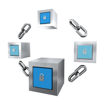 3d rendering of crypto blockchain illustration from perspective view png