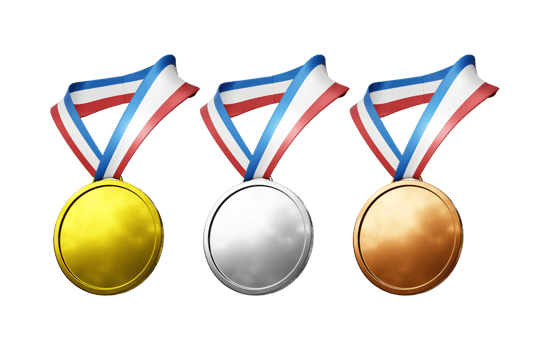 3d rendering simple gold silver bronze medal necklace icon perspective view png