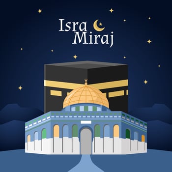 Isra miraj greeting card template vector design
