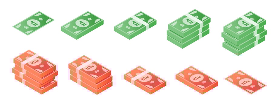 Vietnamese Dong Banknote Isometric Icon Set vector