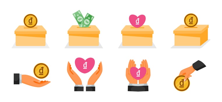 Donation Using Vietnamese Dong Money Icons vector