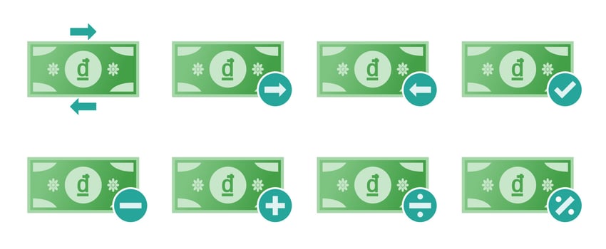 Vietnamese Dong Money Transaction Icon Set vector