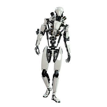 Cyberpunk robot walking isolated. 3d render png