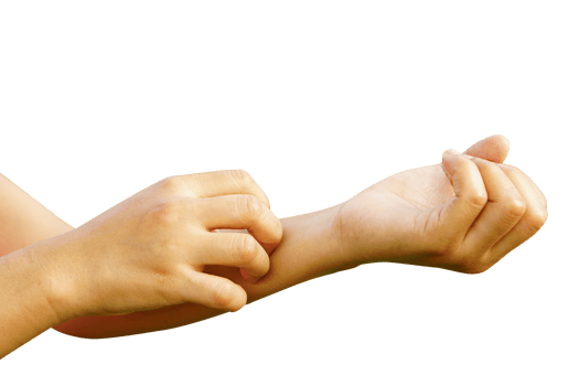 Human itching on the arm png