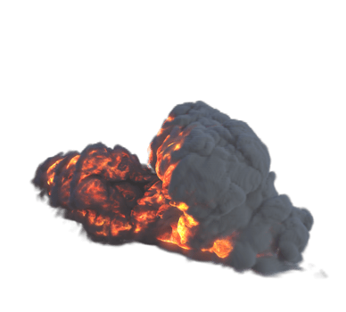 Flames and smoke for rocket launch. 3d render isolated png