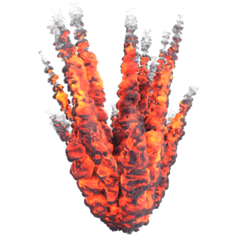 Smoke and fire explosion isolated. 3d render png