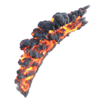 Smoke and fire explosion isolated. 3d render png