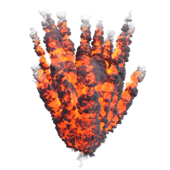 Smoke and fire explosion isolated. 3d render png