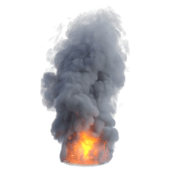 Smoke and fire explosion isolated. 3d render png