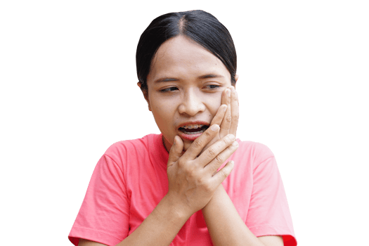 Asian woman having sensitive teeth png