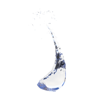 Water splash pouring into glass. 3d render isolated png