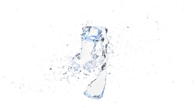 Water droplet splash isolated. 3d render png
