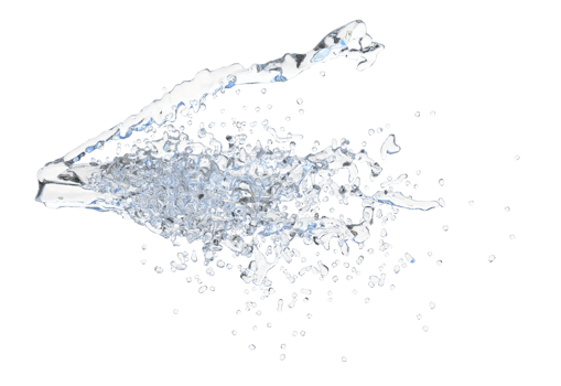 Water droplet splash isolated. 3d render png